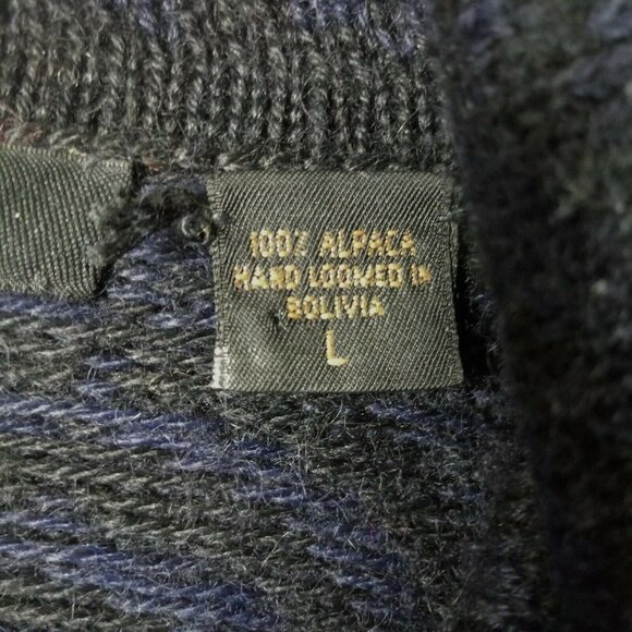 Dakota Womens Alpaca Hand Loomed Bolivia Cardigan Floral Hook Front Black L - Picture 4 of 7